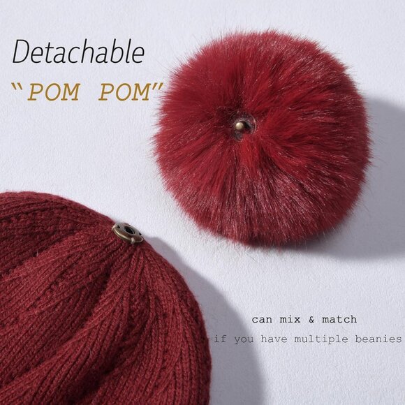 Women Hat Scarf Set Wool Blend Winter Beanie & Long Scarf Cold Weather Red - Picture 2 of 5